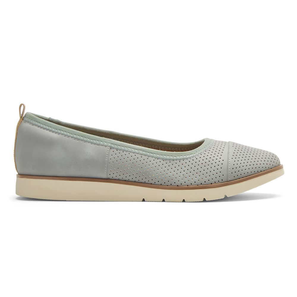 Rockport Women's Stacie Perforated Flat Ballet - Blue - USA (2471VQZEB)